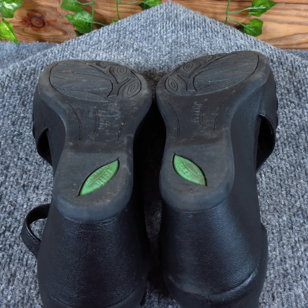 Earth Primrose Women Wedge Sandal Size 9 Comfort Walking Black Leather T-Strap
